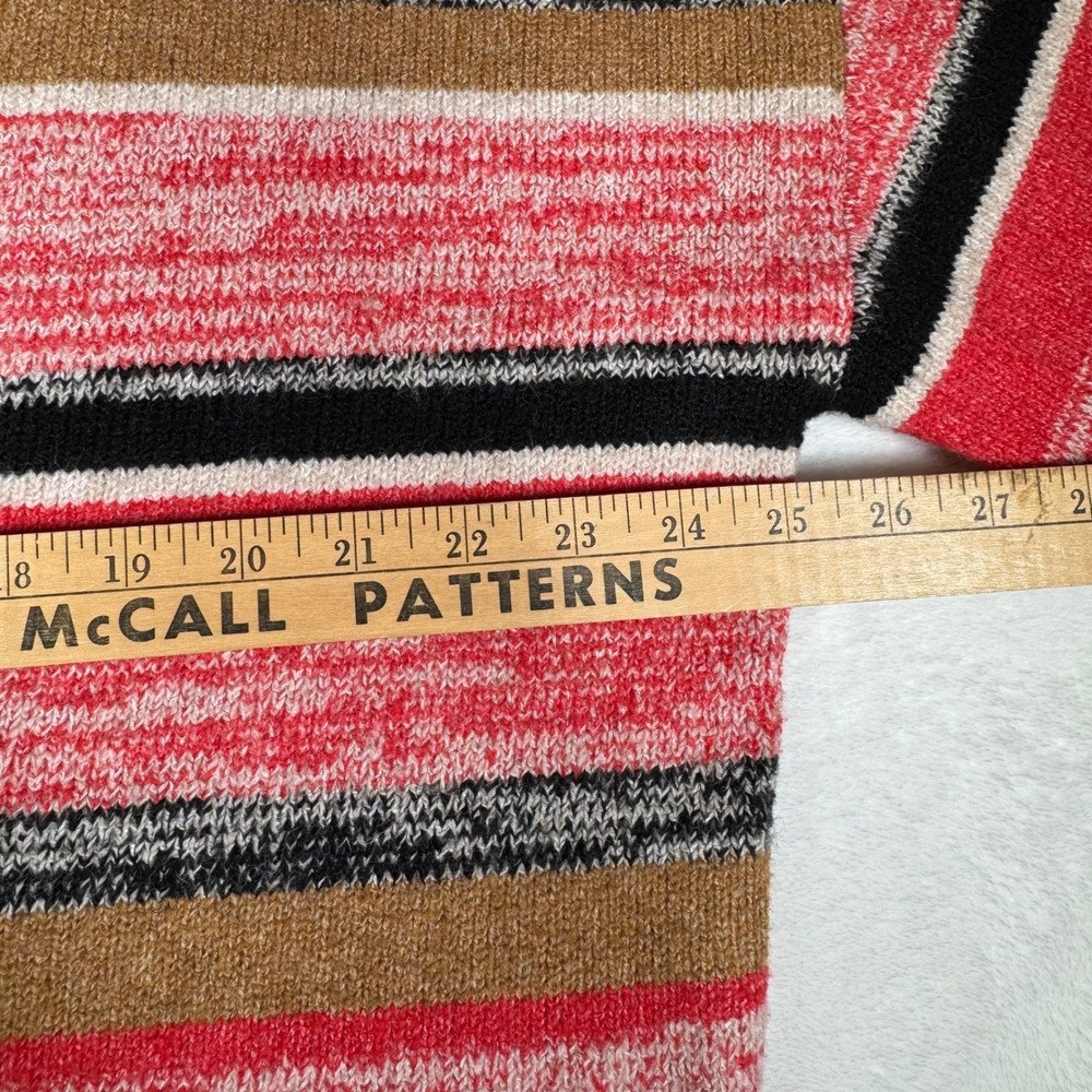 BP Striped V Neck Button Front Cropped Cardigan Sweater XL Nordstrom Red Black - Picture 7 of 8